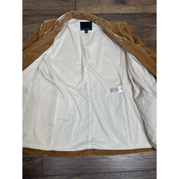 Banana Republic Velvet Blazer Business One Button Preppy Jacket Women’s 8P Gold - Picture 8 of 8